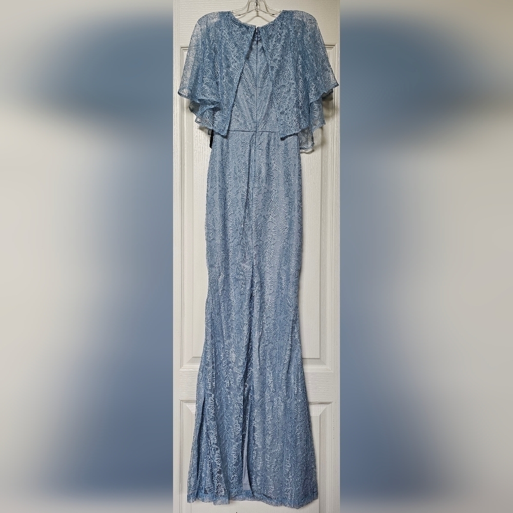 Lulus Bliss Delight Light Blue Lace Flutter Sleeve Maxi Dress, Size XS - Picture 9 of 14